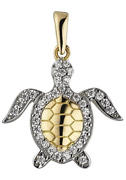 JOBO Kettenanhänger "Anhänger Schildkröte", 333 Gold bicolor mit 38 Zirkoni günstig online kaufen