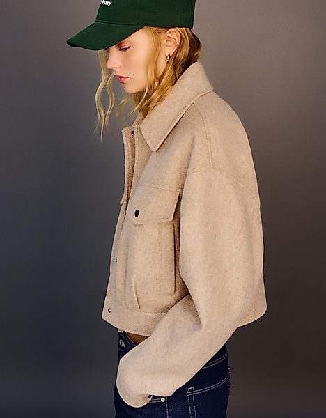 Bershka Truckerjacke Damen Xs Camel günstig online kaufen