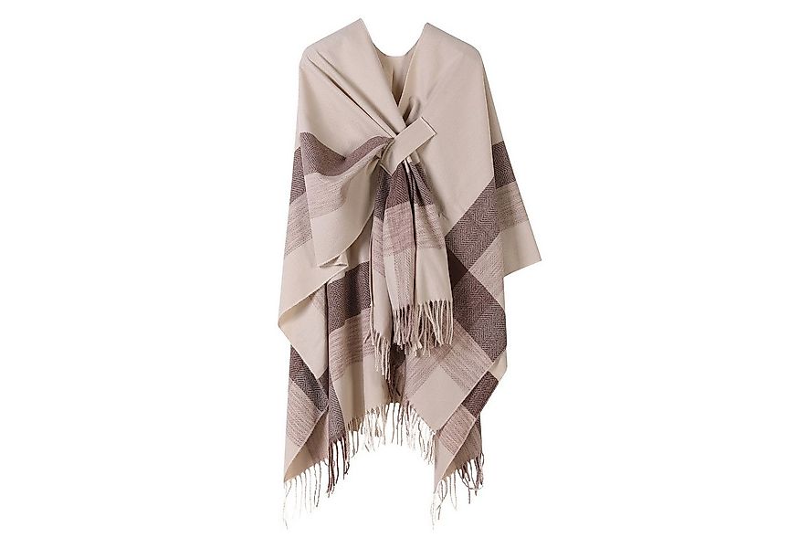 Refttenw Poncho Damen Warmer Winterschal Fransentuch Cape, Oversized Schal günstig online kaufen