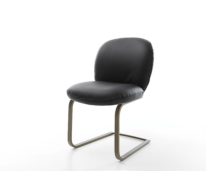 Freischwinger Nube-Flex Echt-Leder Schwarz Freischwinger flach Effektfinish günstig online kaufen