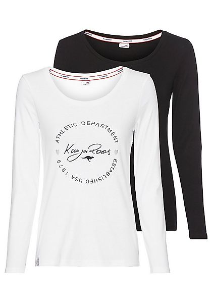 KangaROOS Langarmshirt (Packung, 2-tlg., 2er-Pack) mit Print und unifarben günstig online kaufen