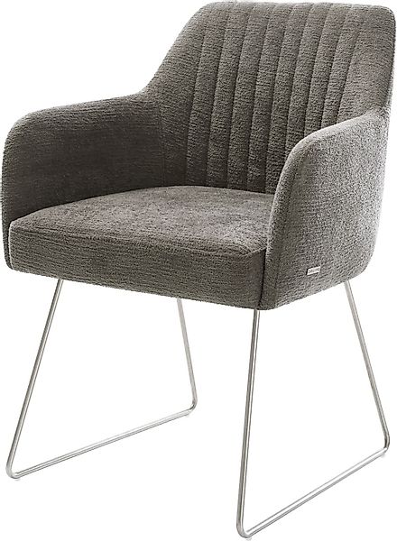 DELIFE Polsterstuhl Greg-Flex, Kufengestell Edelstahl Bouclé günstig online kaufen