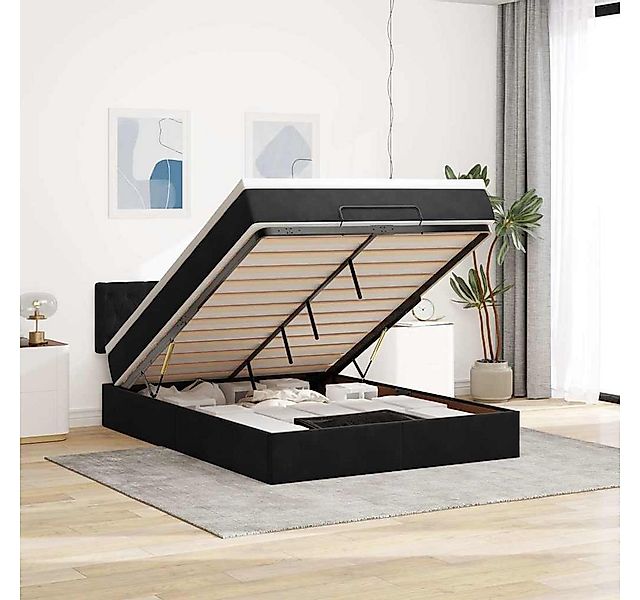 vidaXL Bett, Ottoman-Bett mit Matratze Schwarz 140x190 cm Samt günstig online kaufen