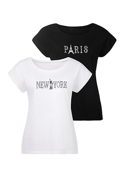 Vivance T-Shirt (2er-Pack) mit modischem Druck günstig online kaufen