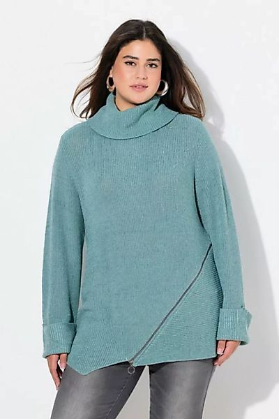 Ulla Popken Strickpullover Pullover Rollkragen Reißverschluss Langarm günstig online kaufen