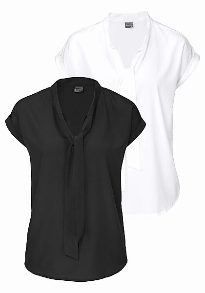 Bruno Banani Schluppenbluse, (Packung, 2 tlg., 2er-Pack), mit Bindeband günstig online kaufen
