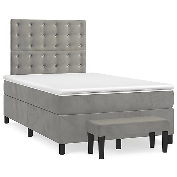 vidaXL Boxspringbett mit Matratze Hellgrau 120x200 cm Samt1357146 günstig online kaufen