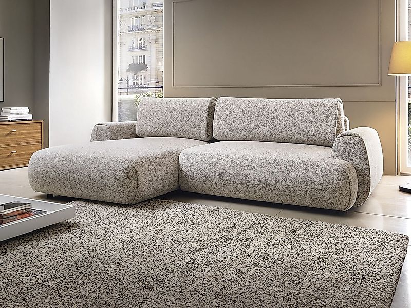 Ecksofa mit Schlaffunktion - Ecke links - melierter Stoff - Grau - MONELIA günstig online kaufen