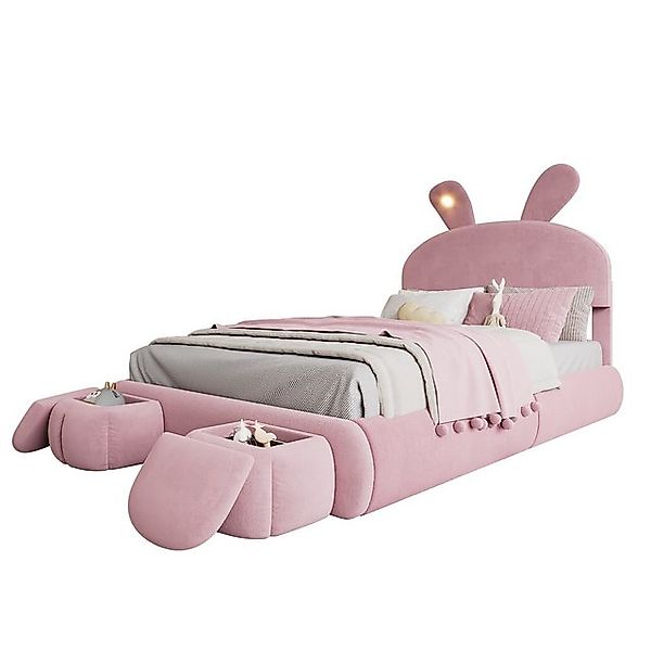OKWISH Kinderbett Funktionsbett Stauraumbett Polsterbett (140x200 mit LED-H günstig online kaufen