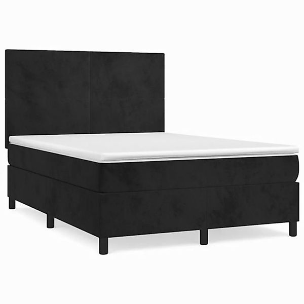 vidaXL Boxspringbett Boxspringbett mit Matratze Schwarz 140x200 cm Samt Bet günstig online kaufen