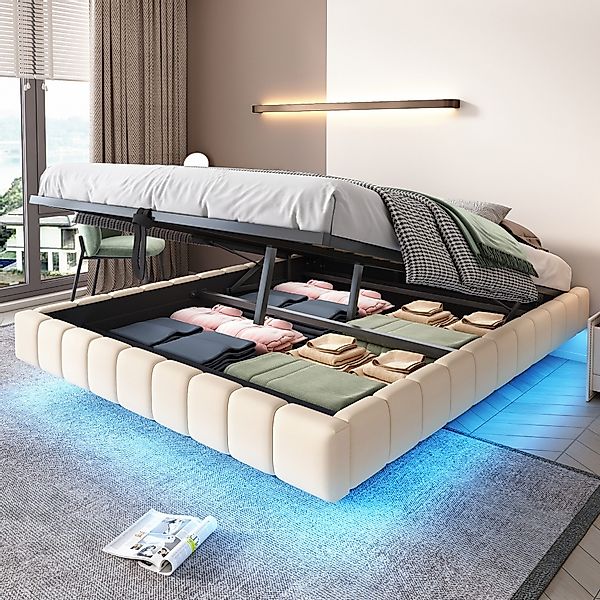 Flieks Polsterbett, Hydraulisches LED Schwebebett 160x200cm günstig online kaufen