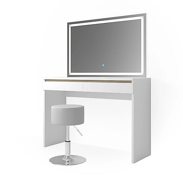 Vicco Schminktisch Emma Weiß 120 cm mit LED-Spiegel und Hocker günstig online kaufen