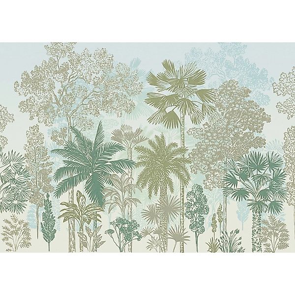 Komar Fototapete Palmen Blau und Grün 350 x 250 cm 611217 günstig online kaufen