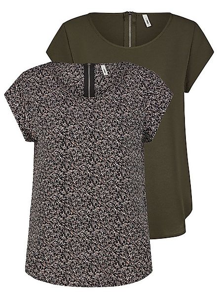 ONLY T-Shirt Damen Top ONLVIC Regular Fit (Vorteilspack, 2-tlg) Basic Kurza günstig online kaufen