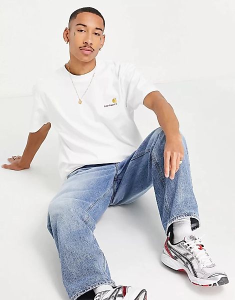 Carhartt WIP – American – Oversize-T-Shirt in Weiß mit Schriftzug günstig online kaufen