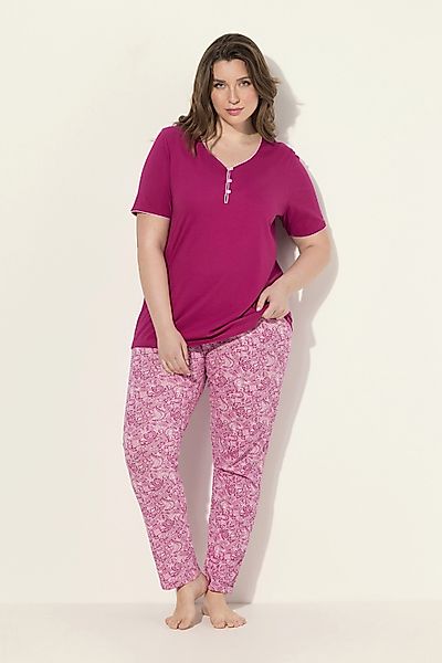 Ulla Popken Pyjama Pyjama Zierkante Spitzendruck günstig online kaufen