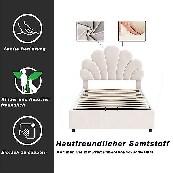 Merax Polsterbett 90x200cm mit floralem Kopfteil (1-tlg), Kinderbett mit St günstig online kaufen