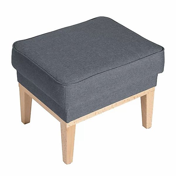 Hocker zum Sessel Jeansblau aus Flachgewebe Buche Massivholz günstig online kaufen