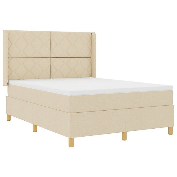 vidaXL Bett Boxspringbett mit Matratze Creme 140x200 cm Stoff (1-tlg) günstig online kaufen