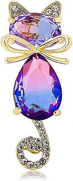 FOUORTUNATE-BEE Brosche Kristall-Katzenbrosche mit niedlicher Schleife und günstig online kaufen