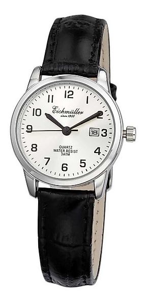 Eichmüller Quarzuhr Damenuhr - Silbernes Gehäuse, schwarzes Lederarmband, 2 günstig online kaufen