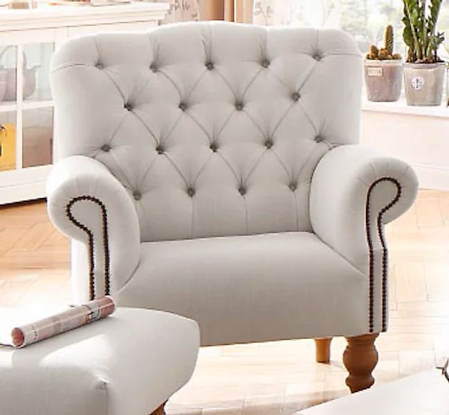 Home affaire Sessel »Lord«, mit echter Chesterfield-Knopfheftung und Ziernä günstig online kaufen