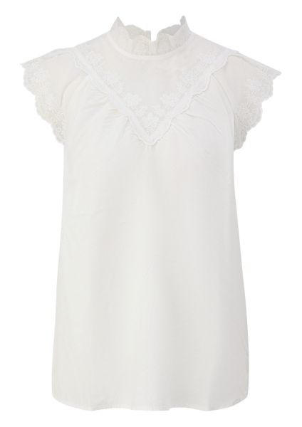 QS Kurzarmbluse Bluse Blusentop mit transparenten günstig online kaufen