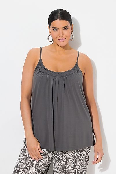 Ulla Popken Longtop Top gesmokter Ausschnitt günstig online kaufen