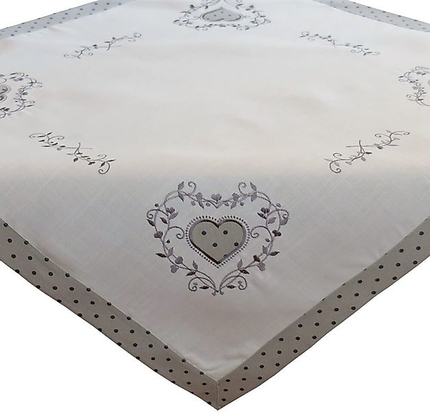 matches21 HOME & HOBBY Tischdecke Tischdecke ELINA Herzstickerei cremeweiß günstig online kaufen
