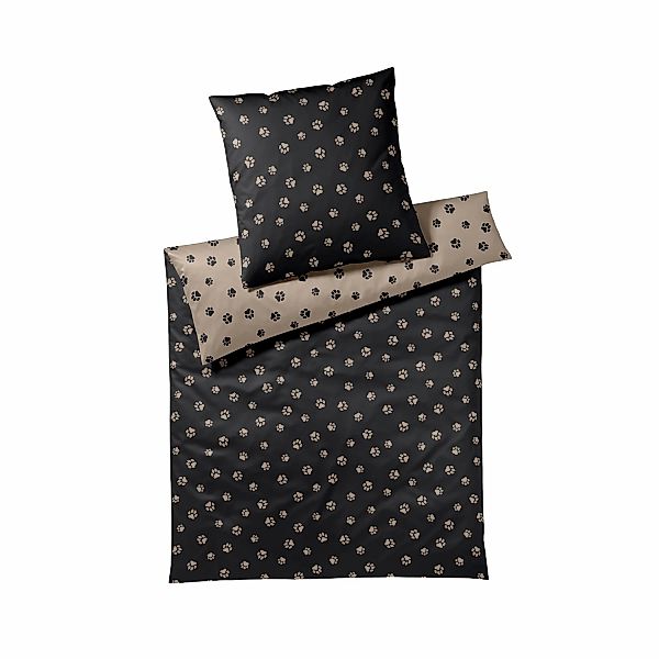 Elegante Mako Satin Bettwäsche Paws 24541-9 Pfoten Schwarz 135x200 günstig online kaufen