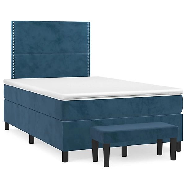 vidaXL Boxspringbett mit Matratze Dunkelblau 120x200 cm Samt 3137777 günstig online kaufen