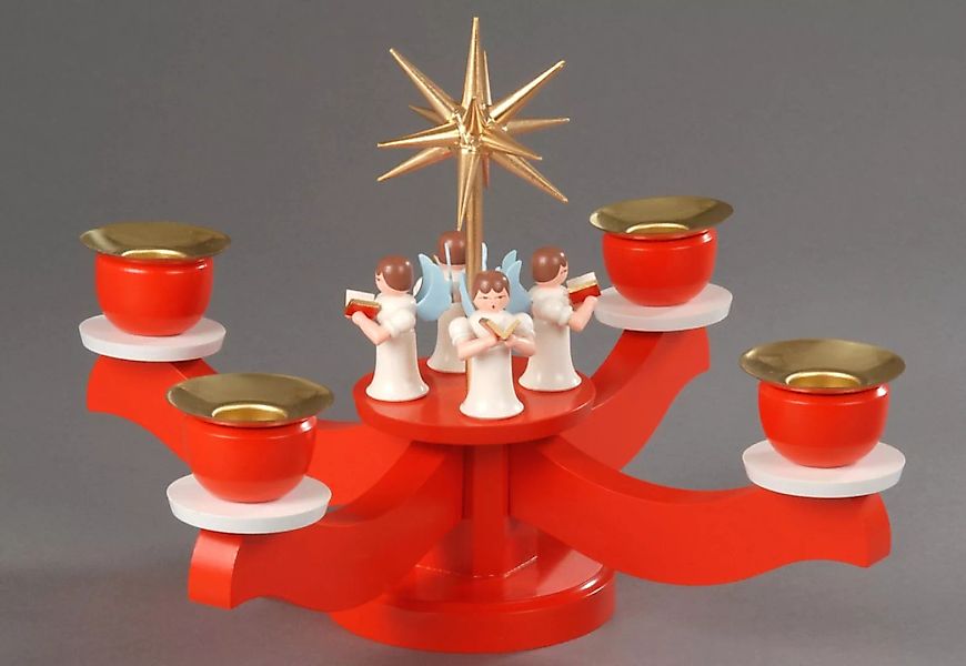 Albin Preissler Adventsleuchter »Weihnachtsdeko rot«, mit 4 stehenden Engel günstig online kaufen