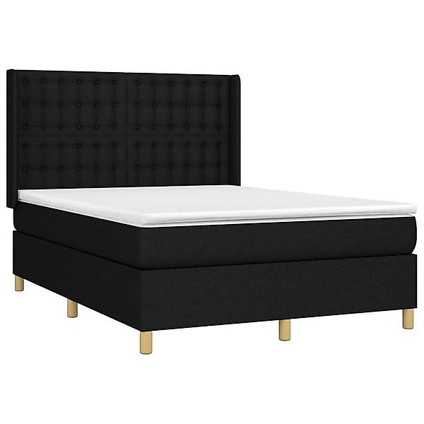 vidaXL Bett Boxspringbett mit Matratze & LED Schwarz 140x190 cm Stoff günstig online kaufen