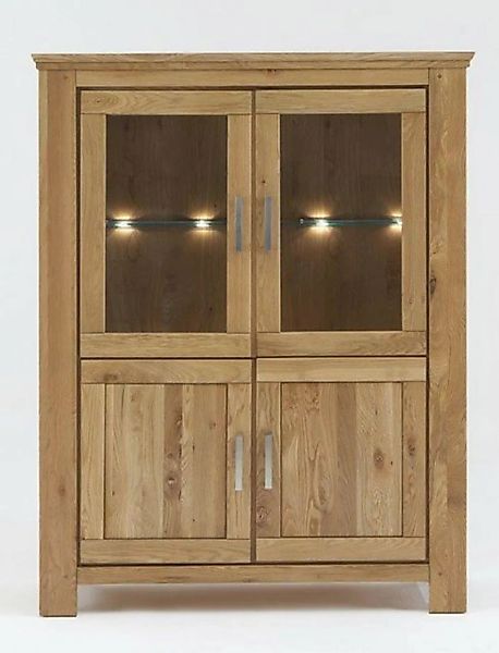 expendio Vitrine Viterbo Wildeiche 125x165x47 cm vormontiert mit Beleuchtun günstig online kaufen