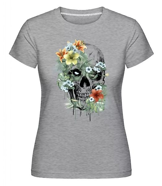 Blumen Totenkopf · Shirtinator Frauen T-Shirt günstig online kaufen