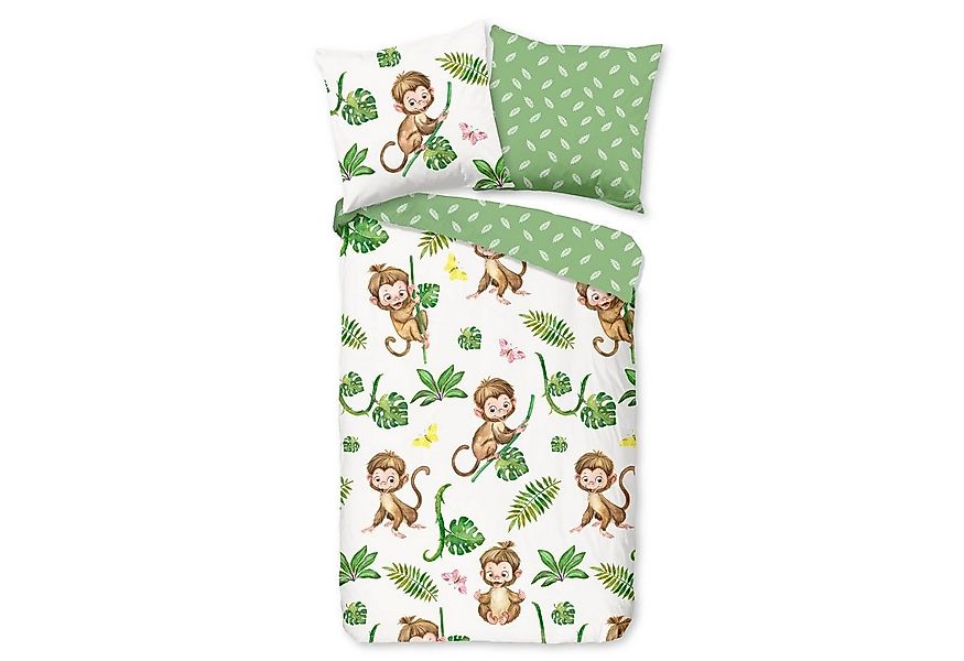 ESPiCO Bettwäsche Kletteraffe Grün, Baumwolle, 2 teilig, Trendy Bedding günstig online kaufen