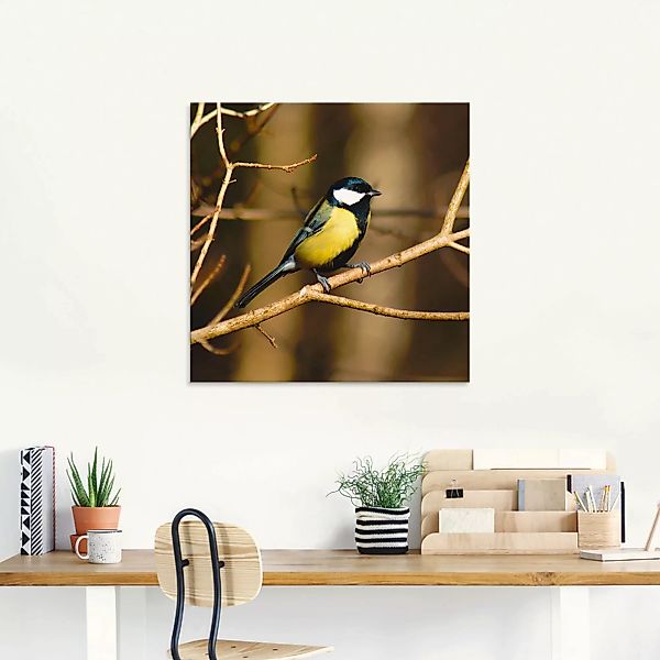 Artland Glasbild »Kohlmeise im Wald«, Vögel, (1 St.), in verschiedenen Größ günstig online kaufen
