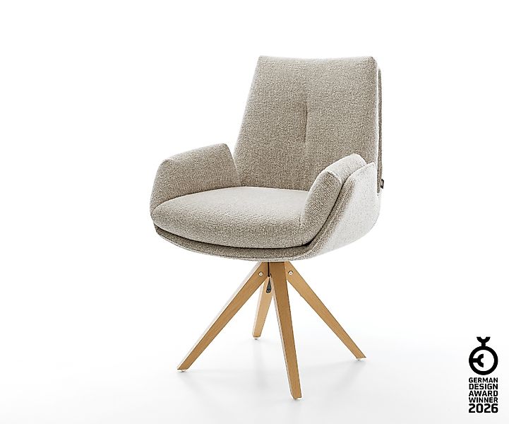 Drehstuhl Clea-Flex Webstoff Soft Beige Holzgestell kantig Natur 180° drehb günstig online kaufen