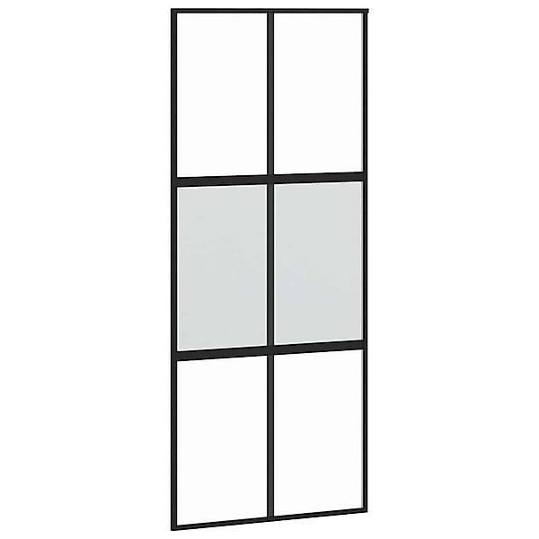 vidaXL Schiebetür Schwarz 90x205 cm Hartglas und Aluminium 155211 günstig online kaufen