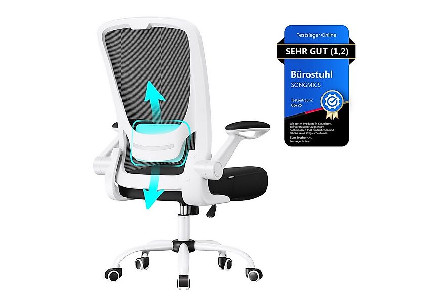 SONGMICS Bürostuhl, ergonomisch, Drehstuhl mit Mesh, Wippfunktion, klappbar günstig online kaufen