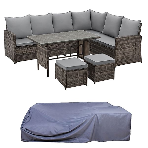 SVITA Gartenlounge-Set MONROE, (Set, 1 Tisch, 1 dreiteiliges Sofa, 2 Hocker günstig online kaufen