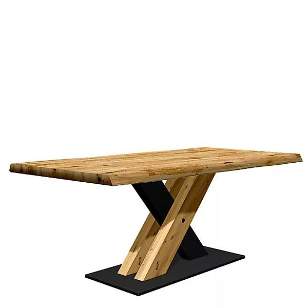 Massiver Esstisch aus Eiche und Metall natürlicher Baumkante günstig online kaufen