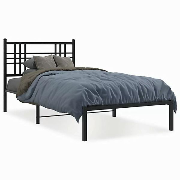 vidaXL Bettgestell, Bettrahmen mit Kopfteil Metall Schwarz 90x190 cm günstig online kaufen