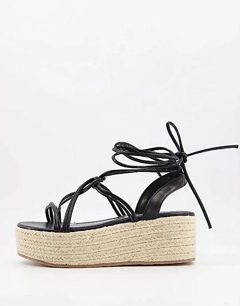 Glamorous – Flache Espadrilles-Sandalen in Schwarz günstig online kaufen