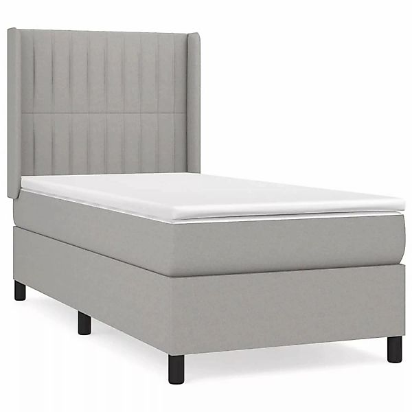 Vidaxl Boxspringbett Mit Matratze Hellgrau 100x200 Cm Stoff günstig online kaufen