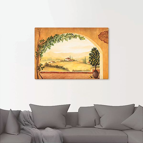 Artland Wandbild »Weinranken vor der Toskanalandschaft«, Fensterblick, (1 S günstig online kaufen