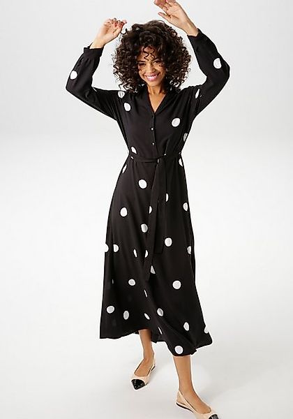 Aniston CASUAL Blusenkleid (mit abnehmbarem Bindeband) mit kontrastfarbigen günstig online kaufen