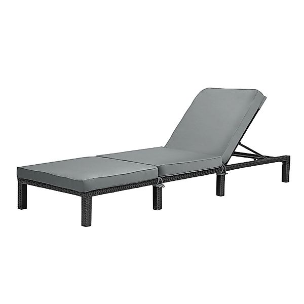 Svita Peach Gartenliege mit Polster Klappbar Polyrattan Schwarz günstig online kaufen