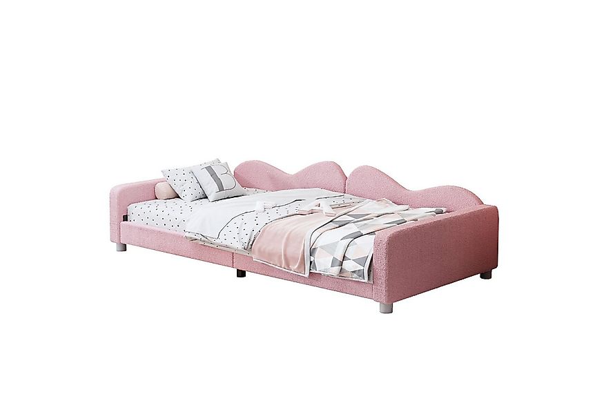 Flieks Polsterbett, Teddy-Samt Kinderbett Einzelbett Schlafsofa mit Lattenr günstig online kaufen