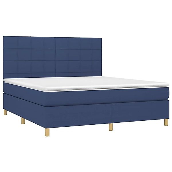 vidaXL Boxspringbett mit Matratze & LED Blau 160x200 cm Stoff 3135451 günstig online kaufen